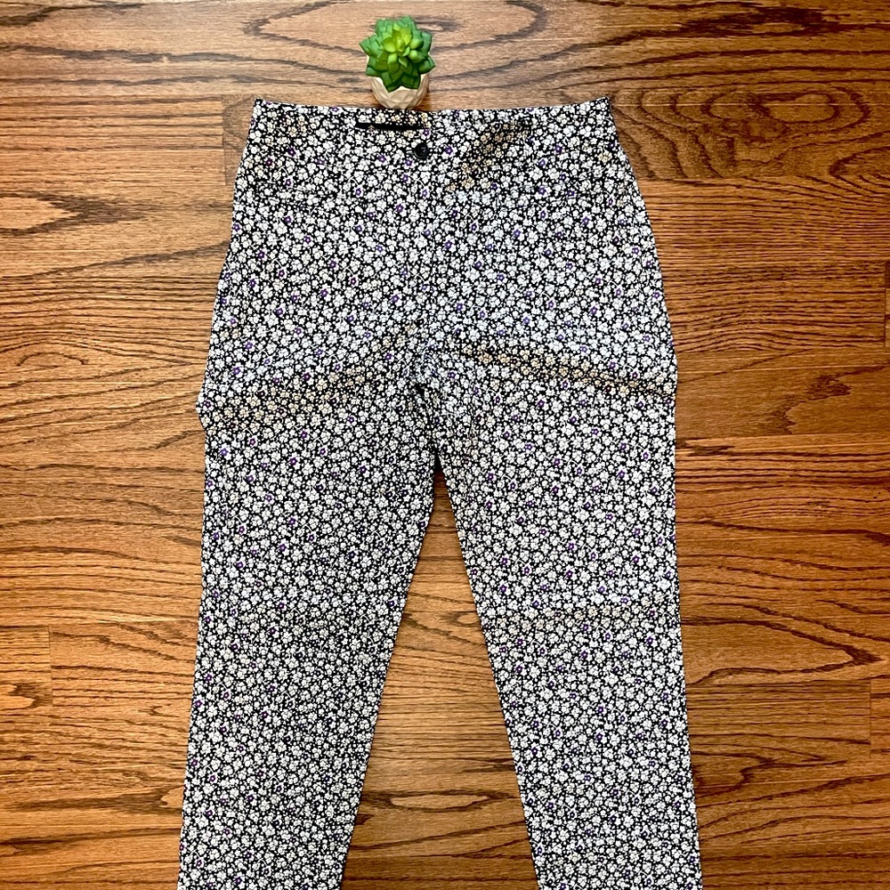 Brooks Brothers Floral Women’s Pants Skinny Slacks Trousers 4 Pockets Belt Loops